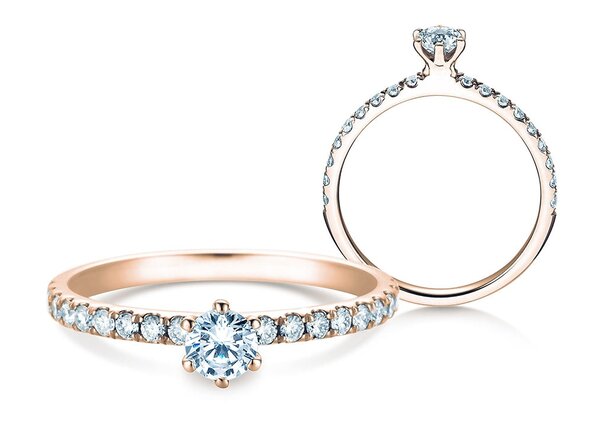Anillo de compromiso Classic Pavé en 9K oro rosa con diamantes 0,50ct G/SI