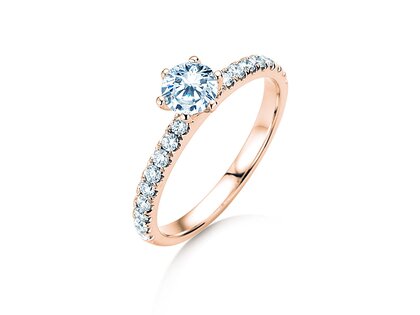 Anillo de compromiso Classic Pavé en 14K oro rosa con diamantes 0,86ct G/SI