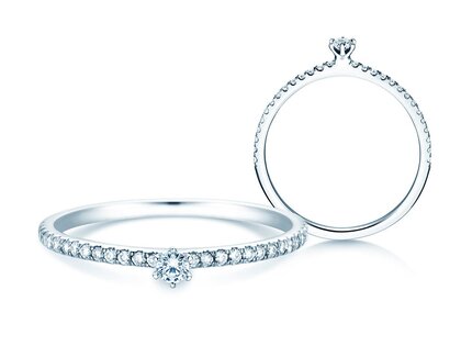 Anillo de compromiso Classic Pavé en 14K oro blanco con diamantes 0,20ct G/SI
