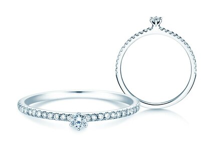 Anillo de compromiso Classic Pavé en 9K oro blanco con diamantes 0,20ct G/SI