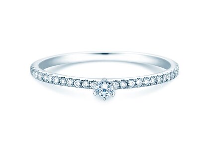 Anillo de compromiso Classic Pavé en 14K oro blanco con diamantes 0,20ct G/SI