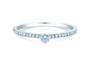 Anillo de compromiso Classic Pavé en 14K oro blanco con diamantes 0,20ct G/SI