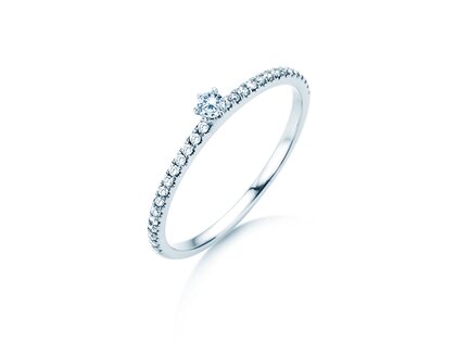 Anillo de compromiso Classic Pavé en 14K oro blanco con diamantes 0,20ct G/SI