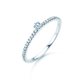 Anillo de compromiso Classic Pavé en 14K oro blanco con diamantes 0,20ct G/SI