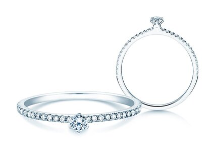 Anillo de compromiso Classic Pavé en 18K oro blanco con diamantes 0,30ct G/SI
