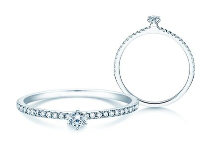 Anillo de compromiso Classic Pavé en platino 950/- con diamantes 0,30ct G/SI