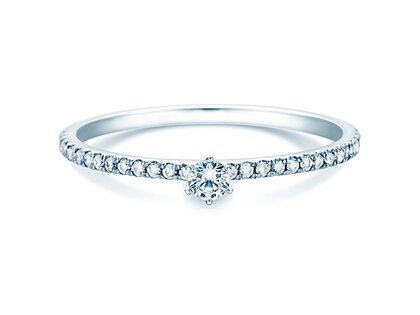 Anillo de compromiso Classic Pavé en 18K oro blanco con diamantes 0,30ct G/SI