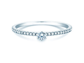 Anillo de compromiso Classic Pavé en 18K oro blanco con diamantes 0,30ct G/SI