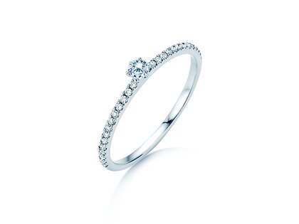 Anillo de compromiso Classic Pavé en 18K oro blanco con diamantes 0,30ct G/SI
