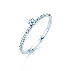 Anillo de compromiso Classic Pavé en 18K oro blanco con diamantes 0,30ct G/SI