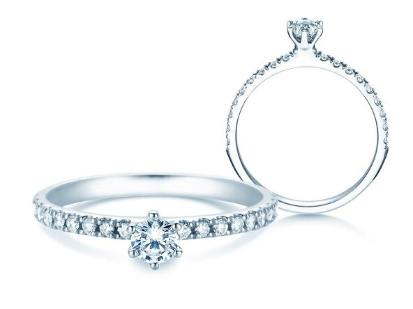 Anillo de compromiso Classic Pavé en platino 950/- con diamantes 0,40ct G/SI