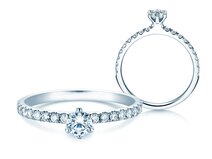 Anillo de compromiso Classic Pavé en 14K oro blanco con diamantes 0,50ct G/SI