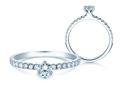 Anillo de compromiso Classic Pavé en 14K oro blanco con diamantes 0,50ct G/SI
