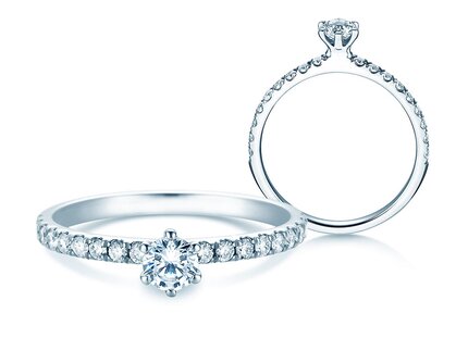 Anillo de compromiso Classic Pavé en 14K oro blanco con diamantes 0,50ct G/SI