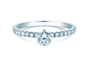 Anillo de compromiso Classic Pavé en 14K oro blanco con diamantes 0,50ct G/SI