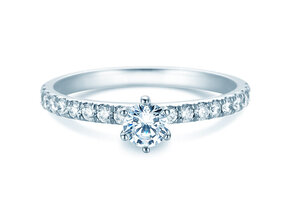 Anillo de compromiso Classic Pavé en 18K oro blanco con diamantes 0,60ct G/SI