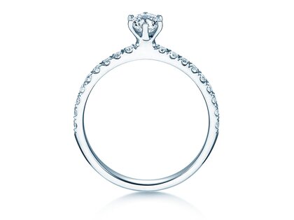 Anillo de compromiso Classic Pavé en 18K oro blanco con diamantes 0,60ct G/SI