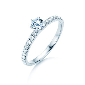 Anillo de compromiso Classic Pavé en 18K oro blanco con diamantes 0,60ct G/SI