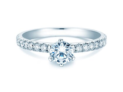 Anillo de compromiso Classic Pavé en oro blanco