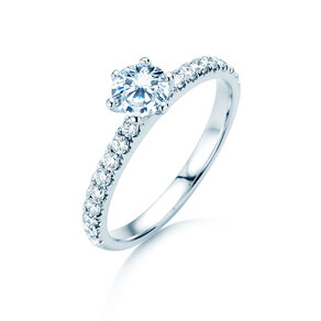 Anillo de compromiso Classic Pavé en oro blanco