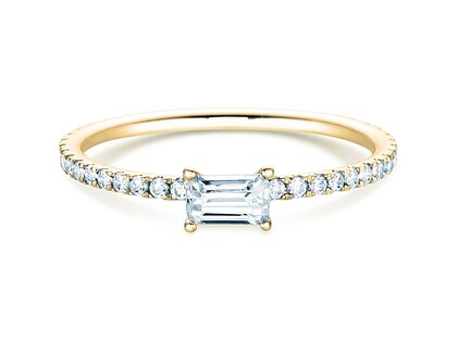 Anillo de compromiso Emerald-Cut en 14K oro amarillo con diamantes 0,46ct G/VS