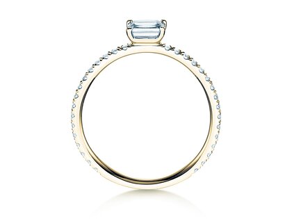 Anillo de compromiso Emerald-Cut en 14K oro amarillo con diamantes 0,46ct G/VS