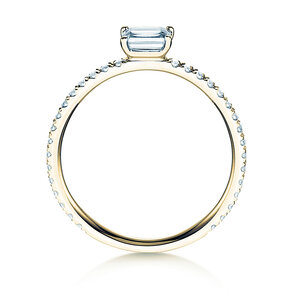 Anillo de compromiso Emerald-Cut en 14K oro amarillo con diamantes 0,46ct G/VS