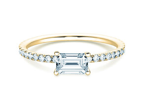 Anillo de compromiso Emerald-Cut en oro amarillo