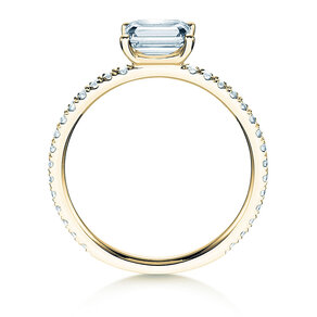Anillo de compromiso Emerald-Cut en oro amarillo