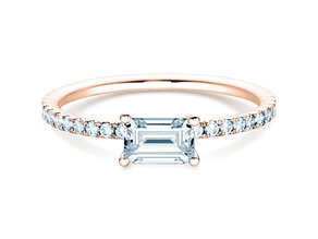 Anillo de compromiso Emerald-Cut en oro rosa
