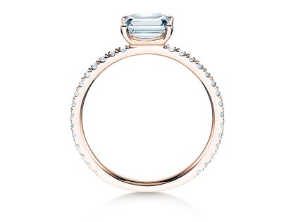Anillo de compromiso Emerald-Cut en oro rosa