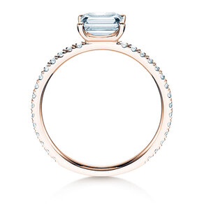 Anillo de compromiso Emerald-Cut en oro rosa