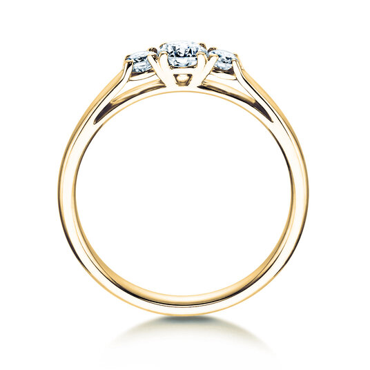 Anillo de compromiso 3 Stones en 9K oro amarillo