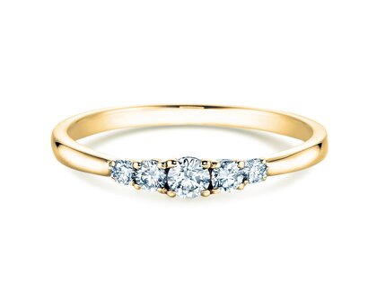 Anillo de compromiso 5 Diamonds en 14K oro amarillo con diamantes 0,15ct G/SI