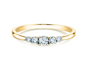 Anillo de compromiso 5 Diamonds en 14K oro amarillo con diamantes 0,15ct G/SI