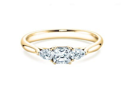 Anillo de compromiso Vivid Asscher en 14K oro amarillo con diamantes 0,53ct G/SI