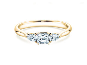 Anillo de compromiso Vivid Asscher en 14K oro amarillo con diamantes 0,53ct G/SI