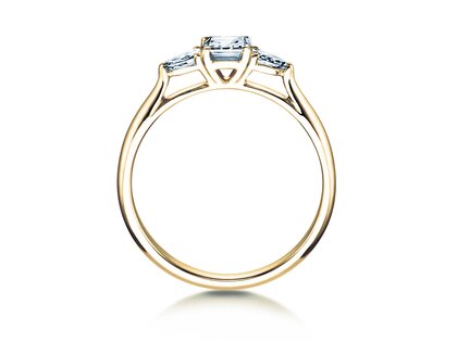 Anillo de compromiso Vivid Asscher en 14K oro amarillo con diamantes 0,53ct G/SI