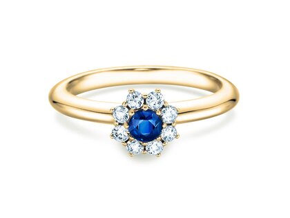 Anillo de compromiso Lovely en 14K oro amarillo con zafiro 0,33ct y diamantes 0,40ct