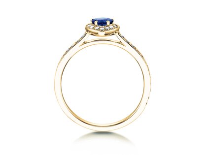 Anillo de compromiso Heart Saphir en 14K oro amarillo con zafiro 0,25ct y diamantes 0,34ct