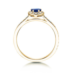 Anillo de compromiso Heart Saphir en 14K oro amarillo con zafiro 0,25ct y diamantes 0,34ct