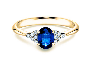 Anillo de compromiso Vivid en 14K oro amarillo con zafiro 1,00ct y diamantes 0,12ct