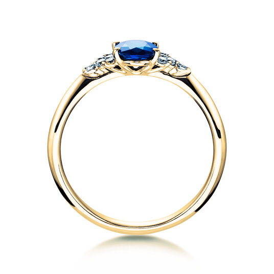 Anillo de compromiso  en 9K oro amarillo con zafiro 1,00ct y diamantes 0,12ct