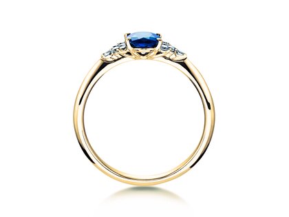 Anillo de compromiso Vivid en 14K oro amarillo con zafiro 1,00ct y diamantes 0,12ct