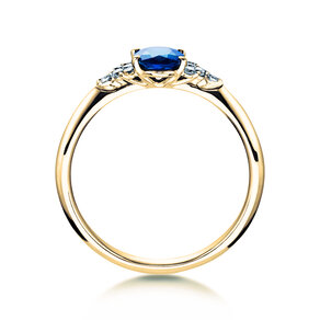 Anillo de compromiso Vivid en 14K oro amarillo con zafiro 1,00ct y diamantes 0,12ct