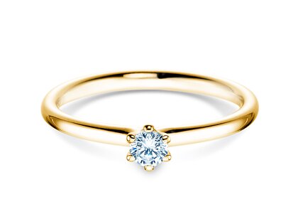Anillo de compromiso Classic 6 en 14K oro amarillo con diamante 0,15ct H/SI