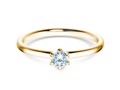Anillo de compromiso Classic 6 en 9K oro amarillo con diamante 0,20ct H/SI