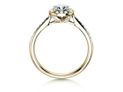 Anillo de compromiso Halo Classic en 18K oro amarillo con diamantes 0,78ct G/SI