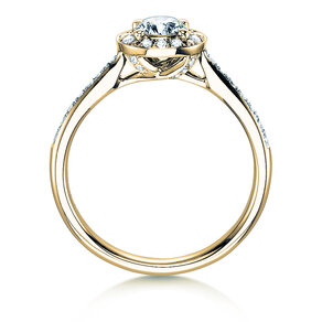 Anillo de compromiso Halo Classic en 18K oro amarillo con diamantes 0,78ct G/SI