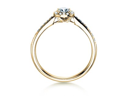 Anillo de compromiso Halo Petite en 18K oro amarillo con diamantes 0,50ct G/SI